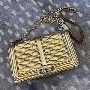 Rebecca Minkoff Love Crossbody Bag in Gold, EUC